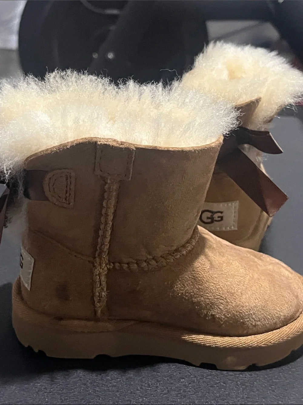 UGG Kids Chestnut Suede Shearling Moccasin Boots